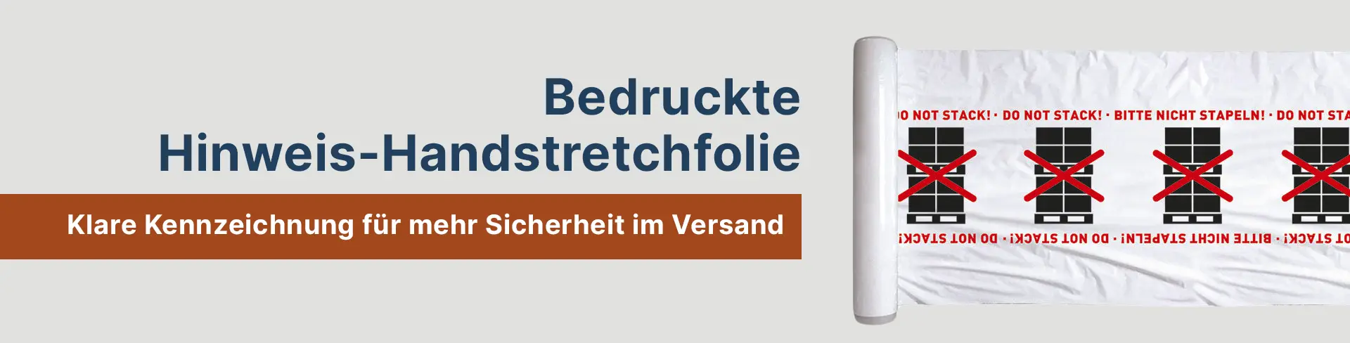 Bedruckte Hinweis-Handstretchfolie für sichere Unterverpackung