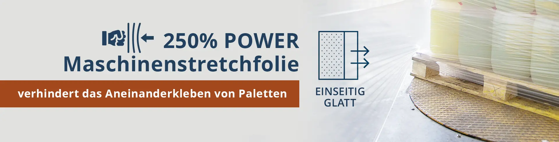 Power Maschinenstretchfolie 250% einseitig glatt